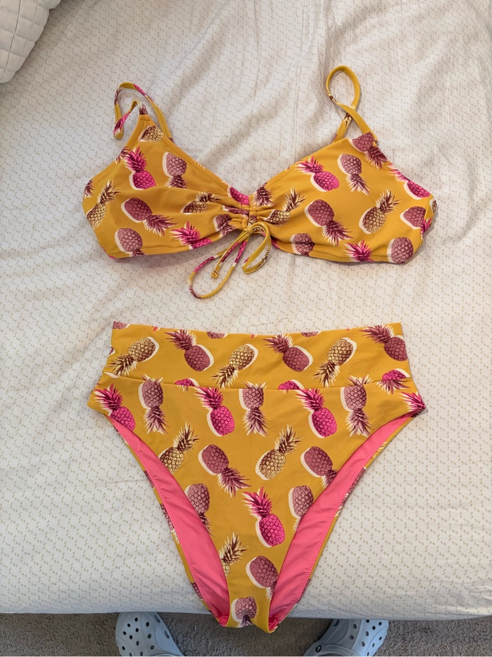 l*space Yellow Floral Bikini with Coral Lining